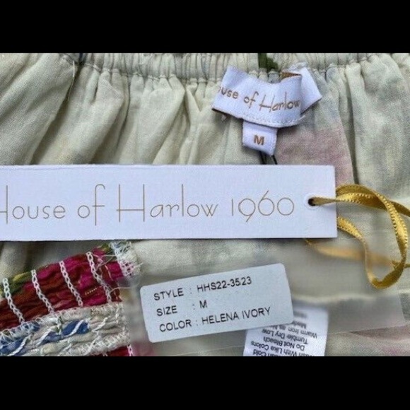 NWT HOUSE OF HARLOW 1960 HELENA IVORY FLORAL PRINT OFF SHOULDER TOP SIZE MED - Picture 4 of 5
